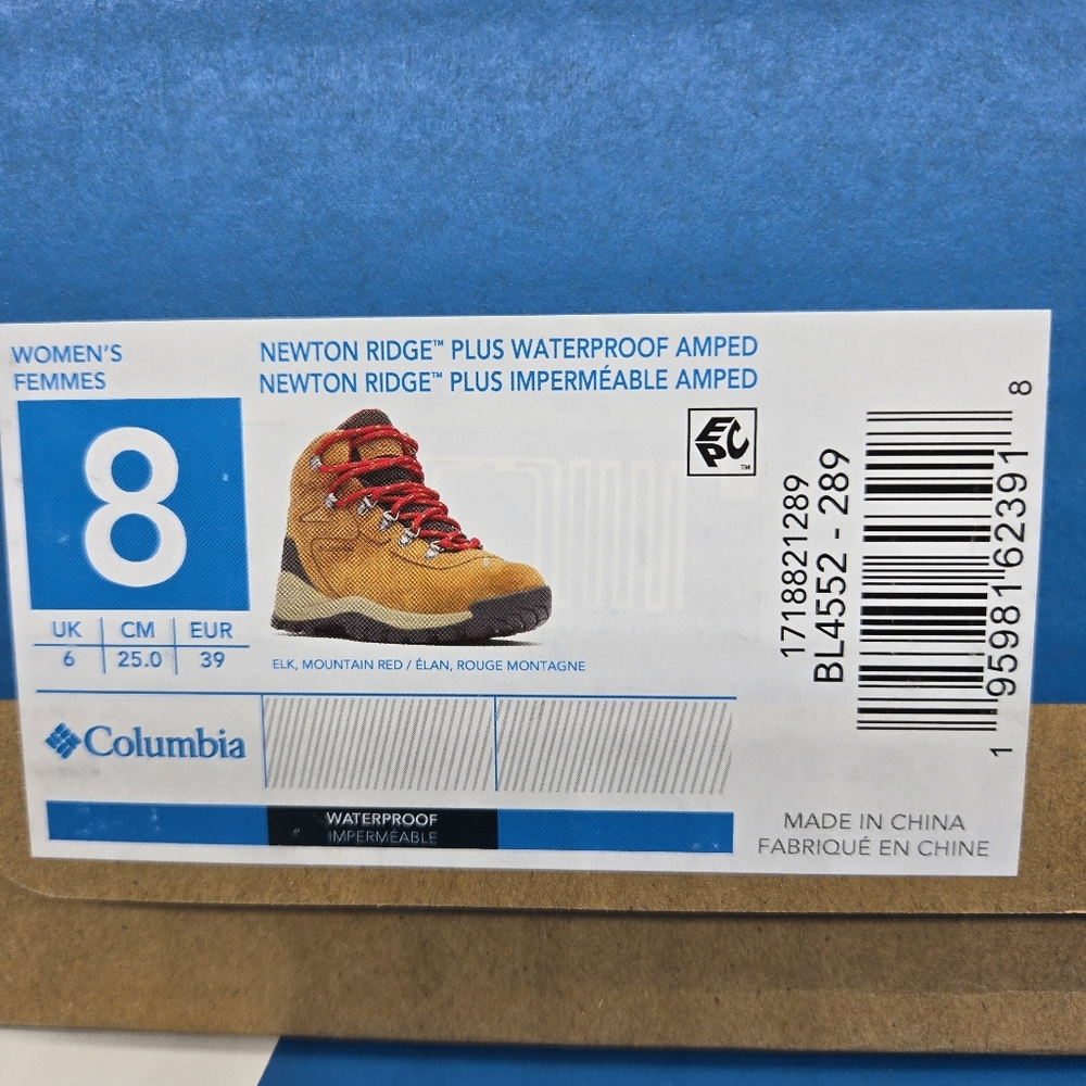 Columbia Newton Ridge Plus Women's Waterproof Hiking Boots Size 8 New - Picture 8 of 8